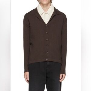 Second/Layer Brown Pistolero Ribbed Cardigan size L100% virgin wool.Button down